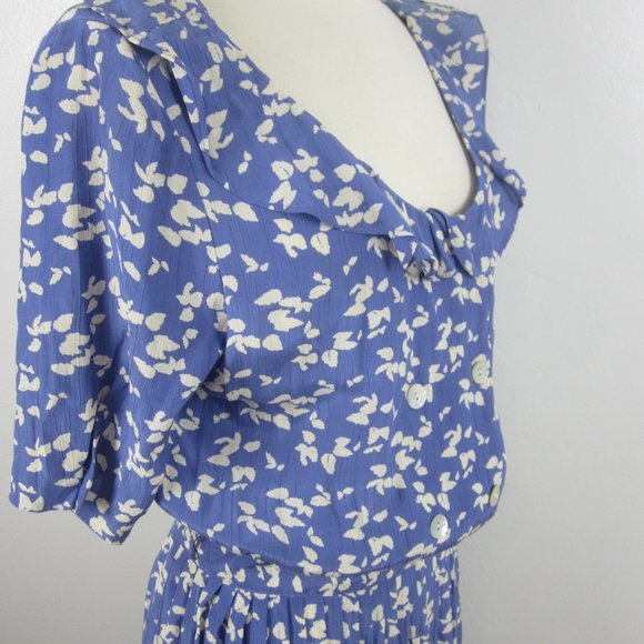 COPY - Vtg EILEEN WEST CottageCore Blue Floral Dress 10 - Picture 4 of 11